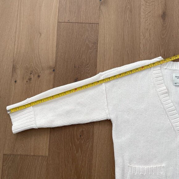 Abercrombie & Fitch Sweater Women Medium Cardigan Ivory Cream Knit Chenille - Picture 7 of 12